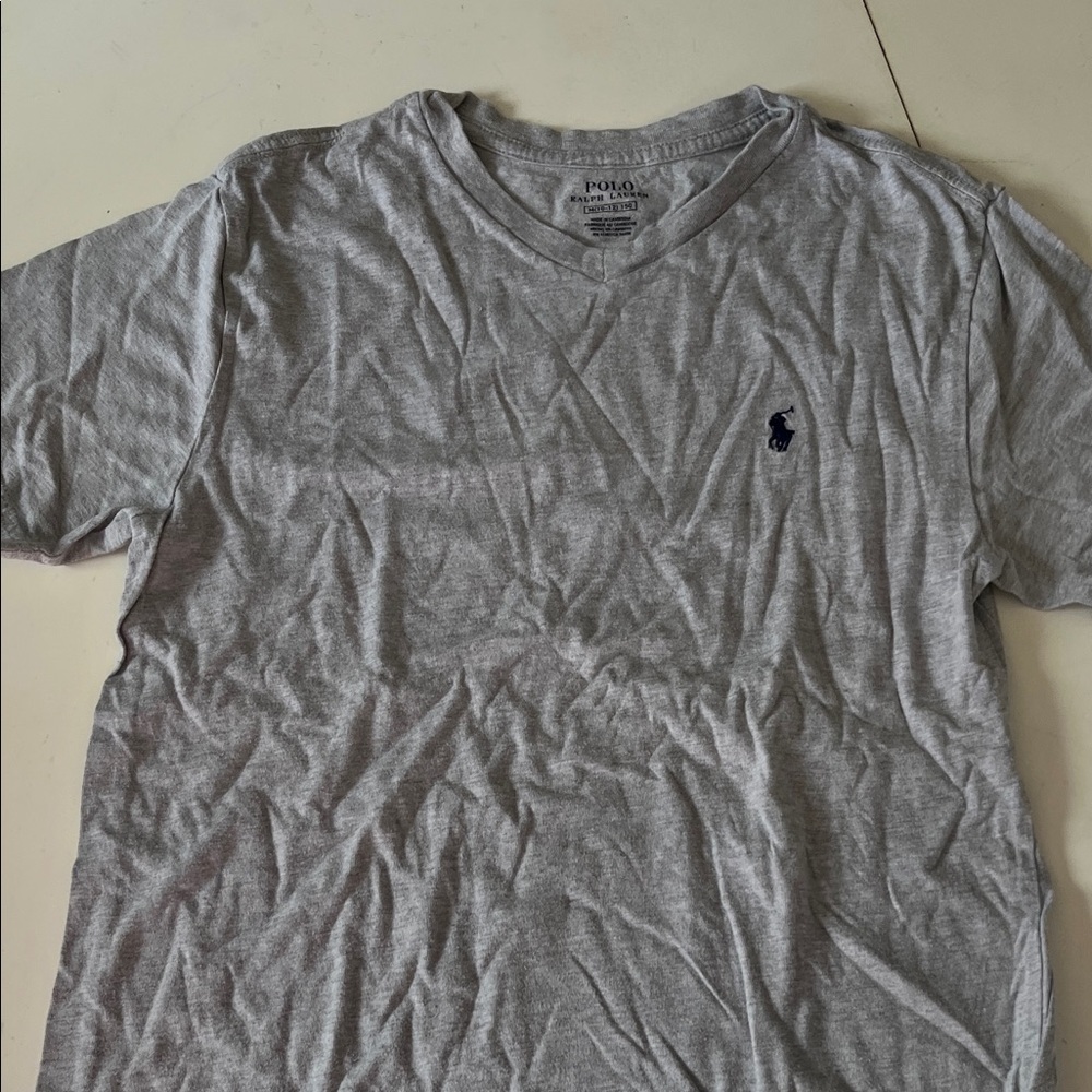 Polo Kids by Ralph Lauren Light Gray V-Neck Tee
